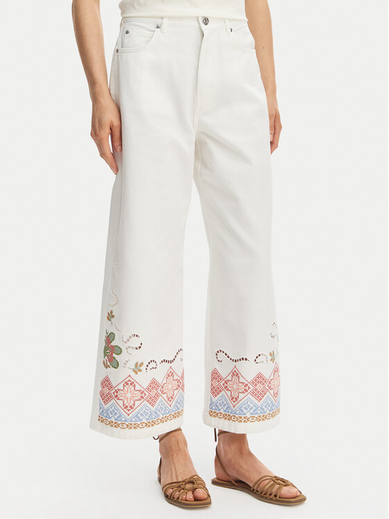 Weekend Max Mara Pantaloni culotte Adunco 2615131012 Alb Regular Fit