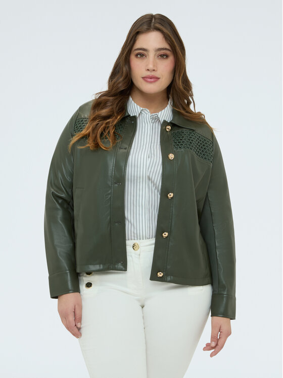 Fiorella Rubino Fiorella Rubino Kurtka z imitacji skóry R318T001291N035 Zielony Boxy Fit