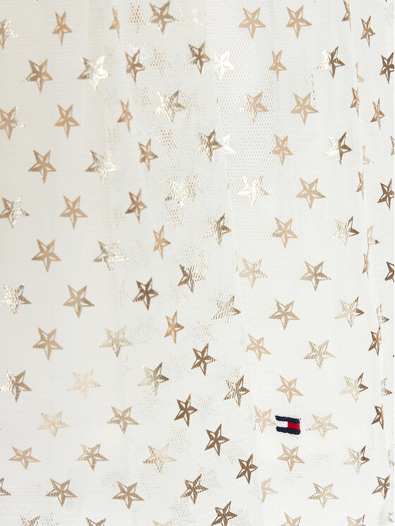 Tommy Hilfiger Tommy Hilfiger Sukienka elegancka Foil Star Dress Ls KG0KG08210 Écru Regular Fit