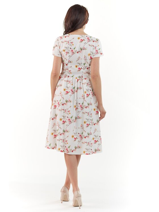 Awama Awama Sukienka letnia A218 Kremowy Basic Fit