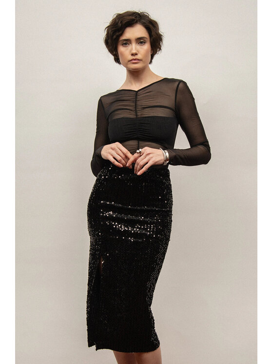 Nudyess Nudyess Body Amour z siateczki Čierna Fitted Fit