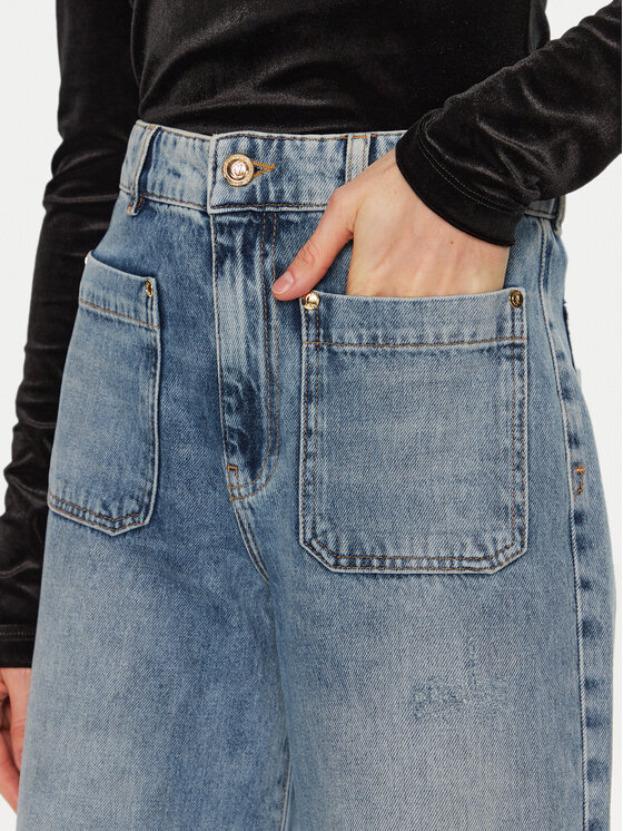 Just Cavalli Just Cavalli Traperice 77PAB503 Plava Wide Leg