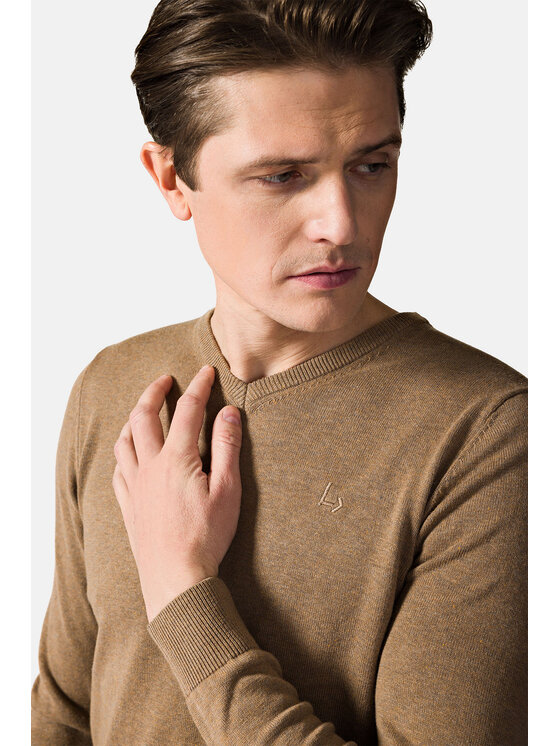 Lancerto Lancerto Sweter Harrison SW073123000004 Beżowy Regular Fit