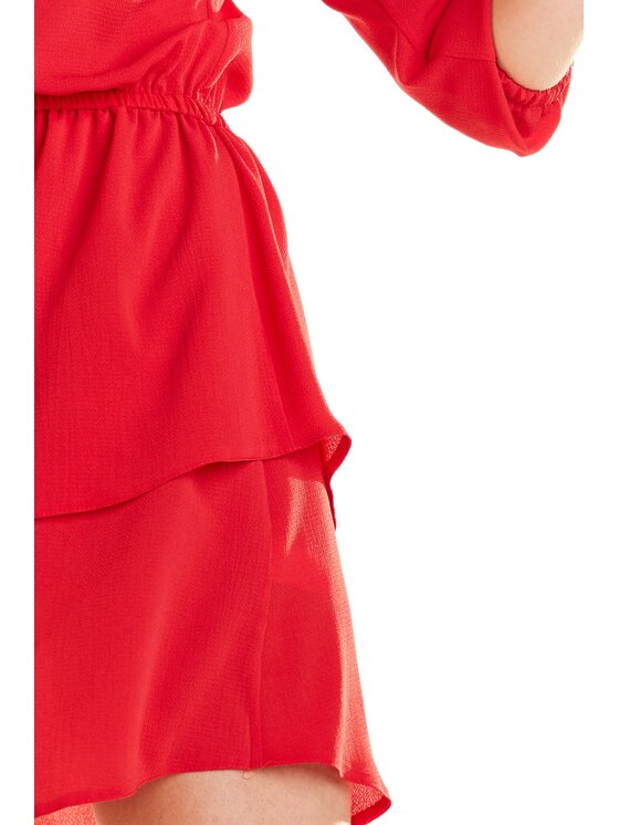 Awama Awama Sukienka letnia A258 Czerwony Basic Fit