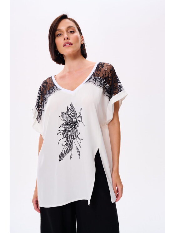 blue shadow blue shadow Tunika Apka Écru Standard Fit
