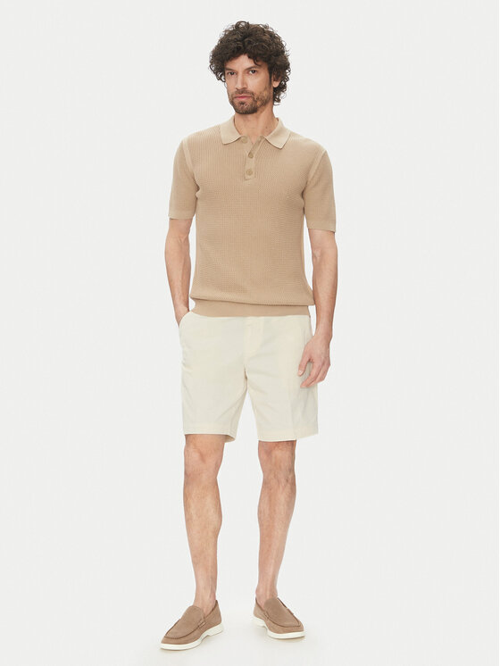 BOSS BOSS Bavlnené šortky H-Slice 50540743 Écru Regular Fit