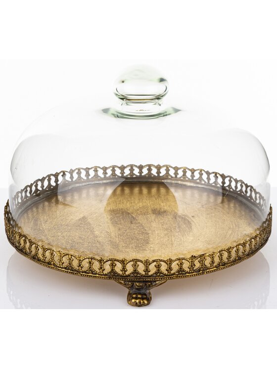 MIAhome MIAhome Patera taca okrągła z kloszem 17x25x25 cm OMBRA Złoty