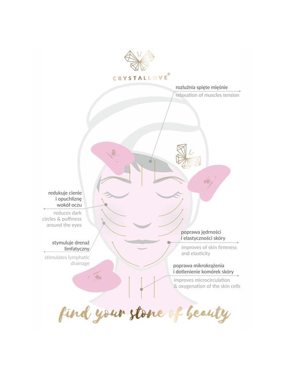 Crystallove Crystallove Kwarc różowy Selflove Kamień Gua Sha