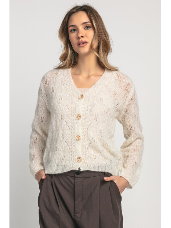 Fobya Fobya Kardigan F1967 Écru Basic Fit