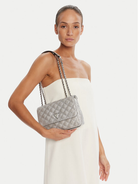 Guess Guess Ročna torba Giully II HWQM96 73200 Srebrna
