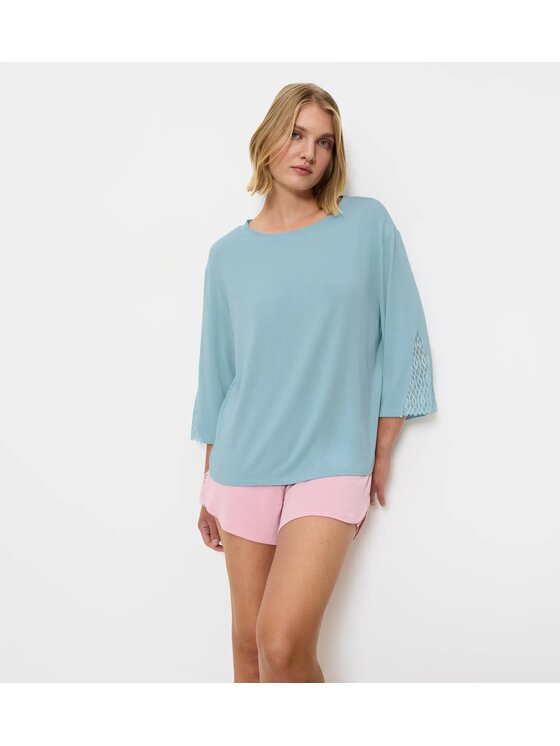 Triumph Triumph Koszulka piżamowa Aura Spotlight Top Niebieski Regular Fit