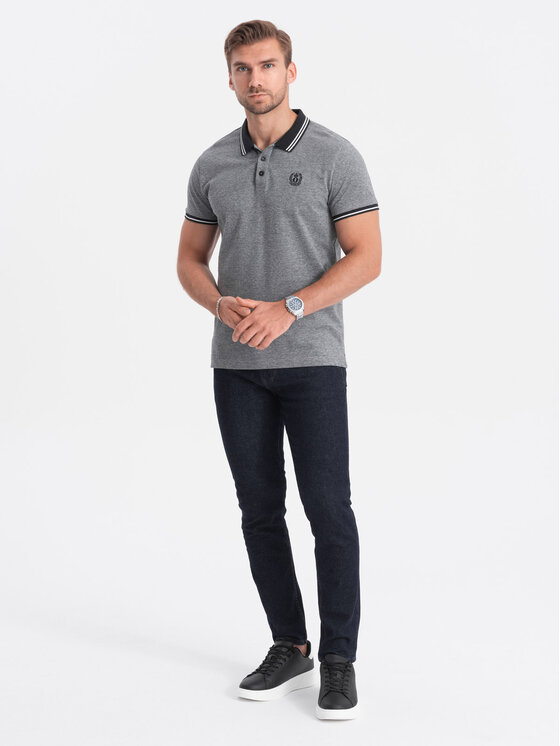Ombre Ombre Polo OM-POSS-0109 Czarny Regular Fit