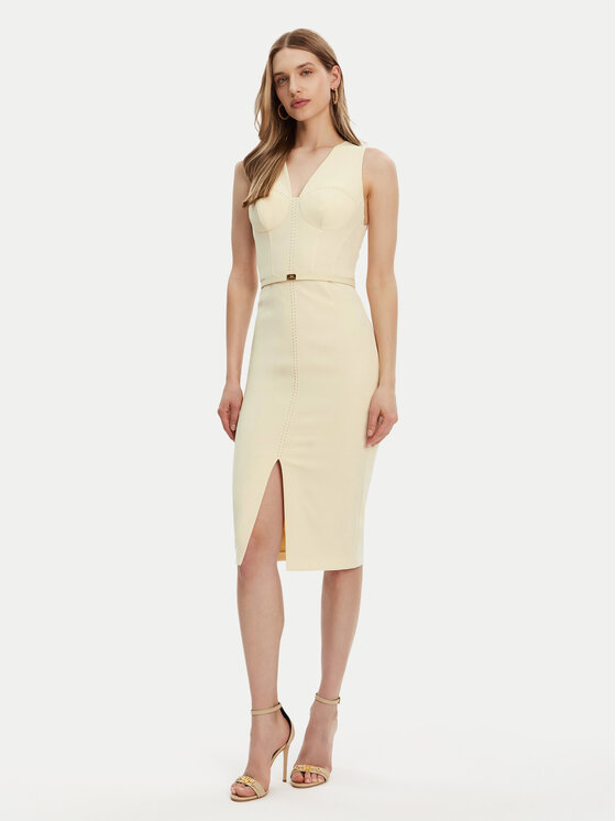 Elisabetta Franchi Elisabetta Franchi Koktel haljina AB-706-51E2-DC7 Žuta Slim Fit