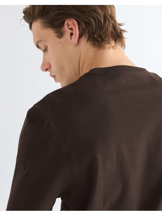 Wrangler Wrangler T-Shirt LS TEE Brązowy Regular Fit