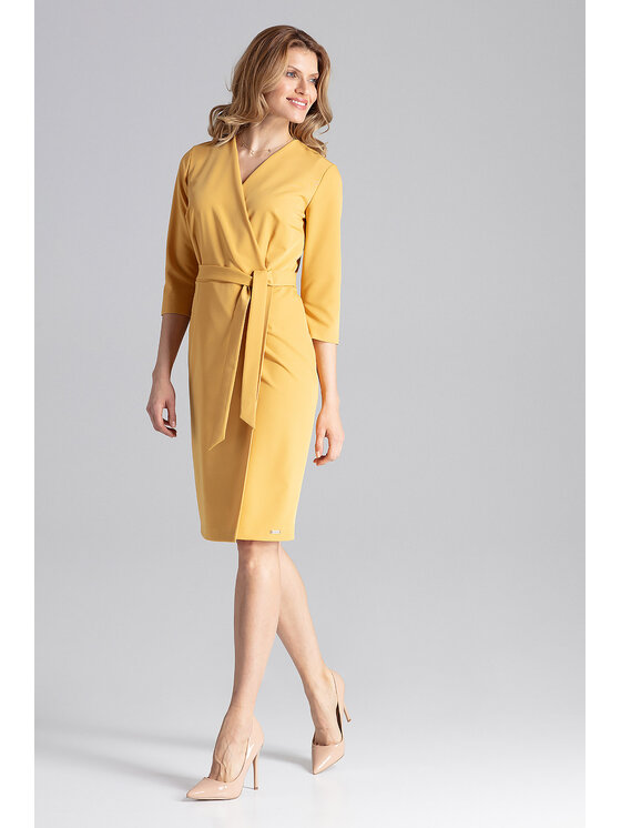 FIGL FIGL Sukienka codzienna M654 Żółty Regular Fit