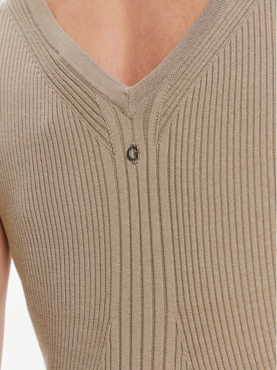 Guess Guess Pletena obleka Marie W4RK35 Z3C71 Bež Bodycon Fit