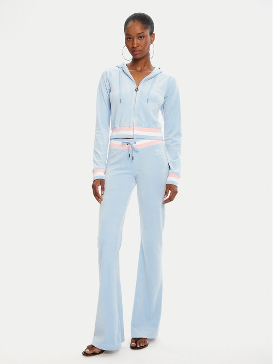 Juicy Couture Juicy Couture Majica dugih rukava Velour Crop JCWAS225351 Svijetloplava Regular Fit
