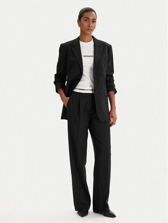 KARL LAGERFELD KARL LAGERFELD Kalhoty z materiálu B1W10002 Černá Regular Fit