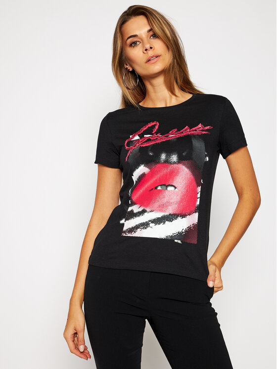 Guess Guess Tričko Milena W0BI14 K7DN0 Čierna Regular Fit