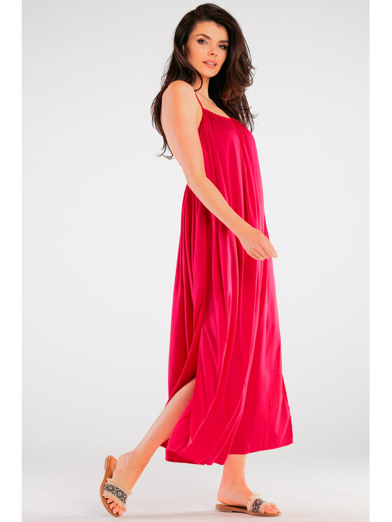 Awama Awama Sukienka letnia A428 Fioletowy Basic Fit