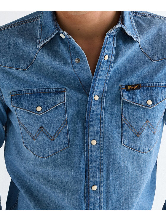Wrangler Wrangler Koszula jeansowa 112378393 Niebieski Regular Fit