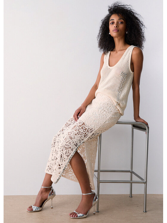 Liu Jo Liu Jo Spódnica midi WA6361J7871W9831 Biały Regular Fit