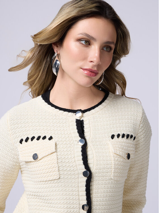 Oltre Oltre Cardigan M073J004799N0S1 Bianco Regular Fit