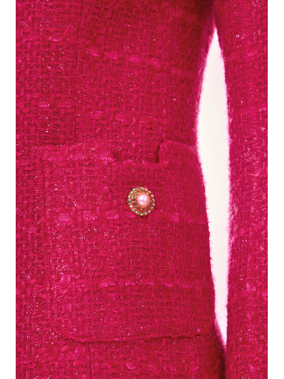Epuzer Epuzer Marynarka Tweed blazer Różowy Standard Fit