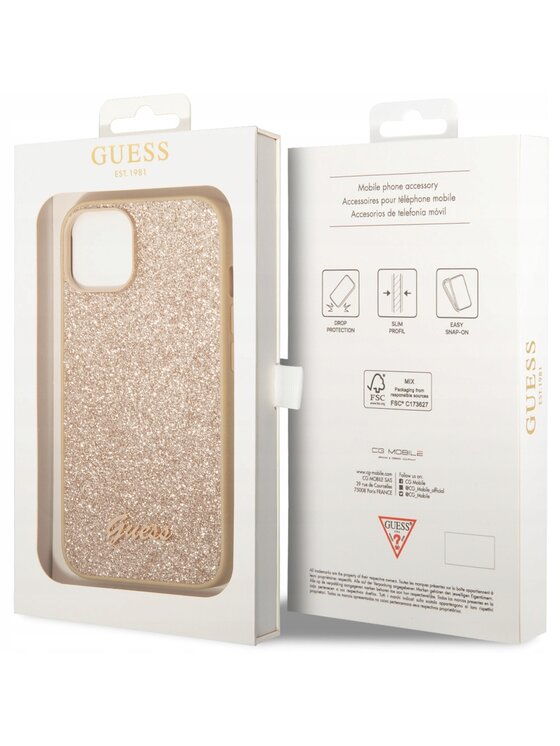 Guess Guess Etui na telefon Glitter Script Złoty