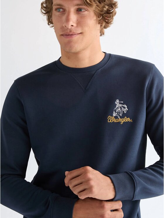 Wrangler Wrangler Felpa EMBROIDERY CREW Blu Comfort Fit