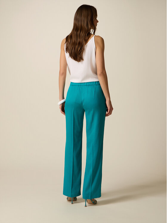 Oltre Oltre Pantaloni di tessuto P03ER109361N025 Turchese Regular Fit