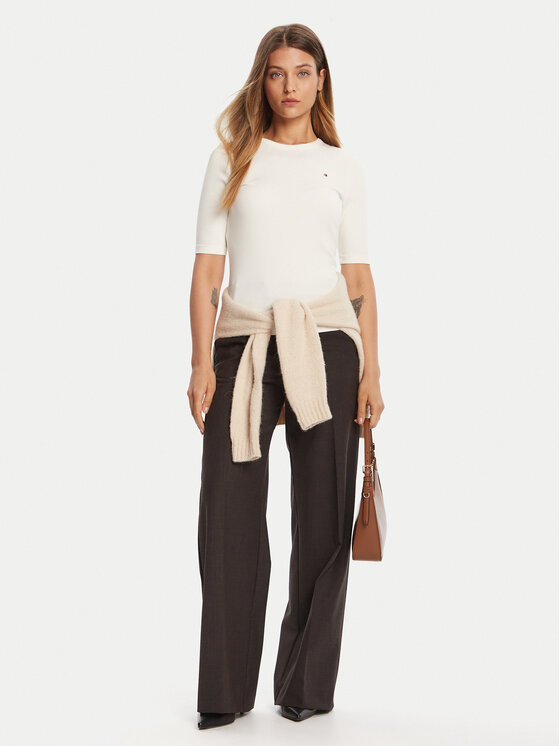 Tommy Hilfiger Tommy Hilfiger Блуза WW0WW47308 Екрю Slim Fit
