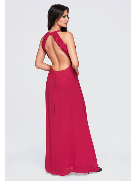 Ombre Ombre Sukienka wieczorowa LA-OM-DLR358 Bordowy Regular Fit