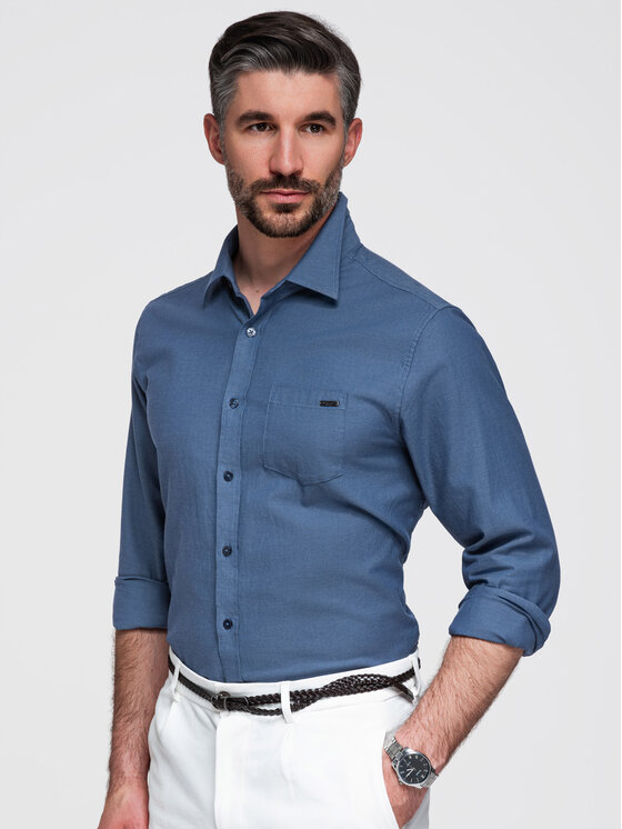 Ombre Ombre Koszula K695 Niebieski Regular Fit
