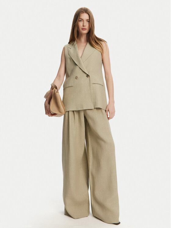 Marella Marella Palazzo kalhoty Zama 2513131132200 Khaki Regular Fit