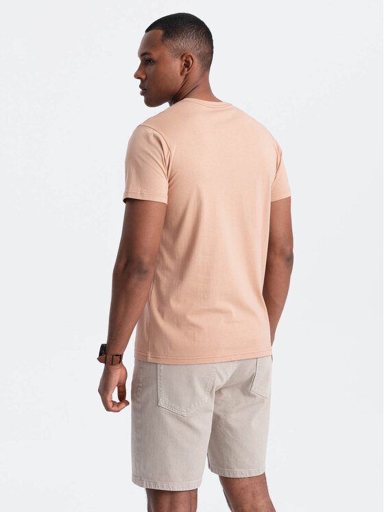 Ombre Ombre T-Shirt OM-TSBS-0146 Béžová Regular Fit