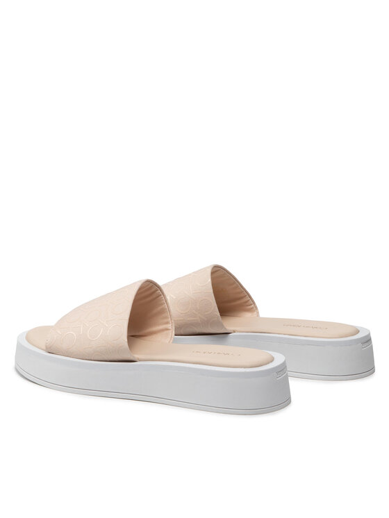 Calvin Klein Calvin Klein Παντόφλες Flatform Slide - Canv Mono HW0HW00893 Μπεζ