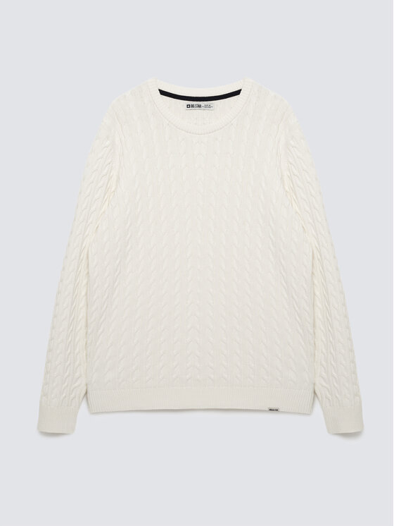 BIG STAR BIG STAR Sweter NISER Biały Basic Fit
