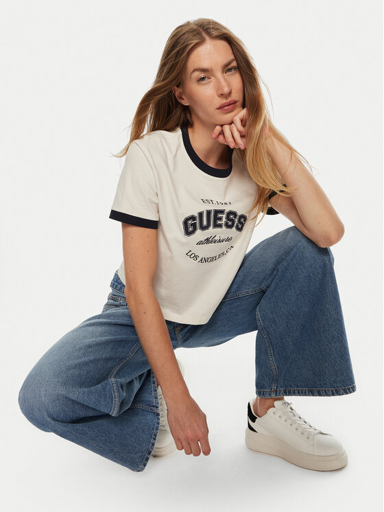 Guess Guess T-shirt V4BI08 K8FQ4 Bijela Boxy Fit