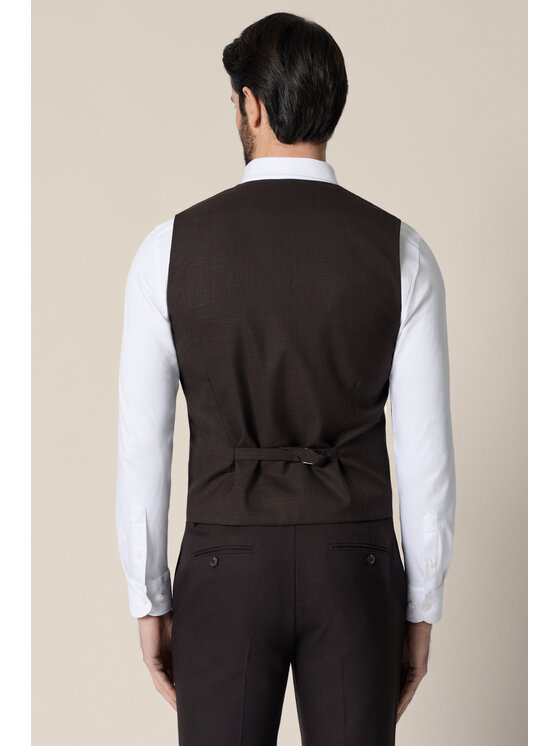 Lancerto Lancerto Kamizelka garniturowa Arrecife KA073126000011 Brązowy Slim Fit