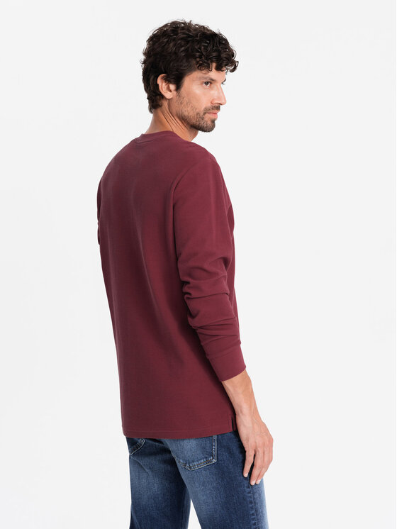 Ombre Ombre Longsleeve OM-LSCL-0120 Bordowy Regular Fit