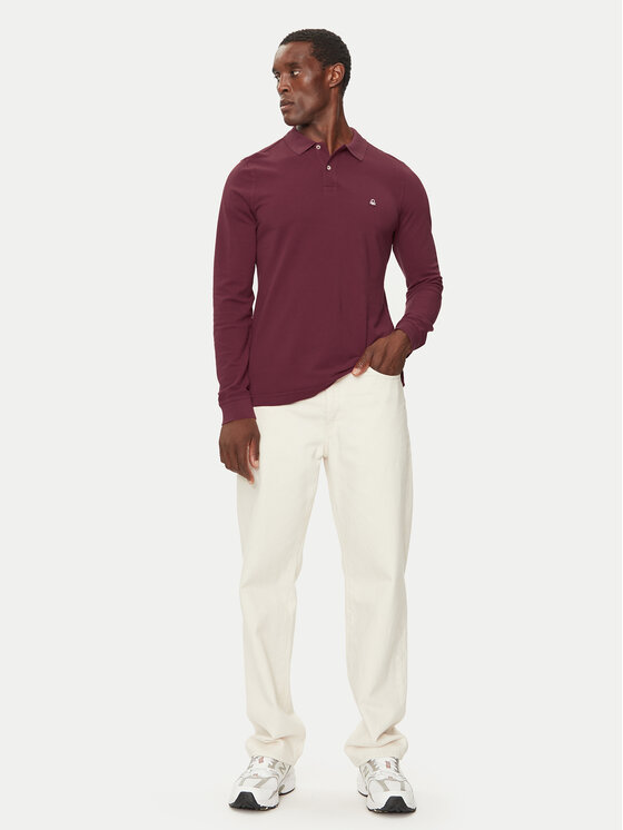 United Colors Of Benetton United Colors Of Benetton Тениска с яка и копчета 3089J3204 Бордо Regular Fit