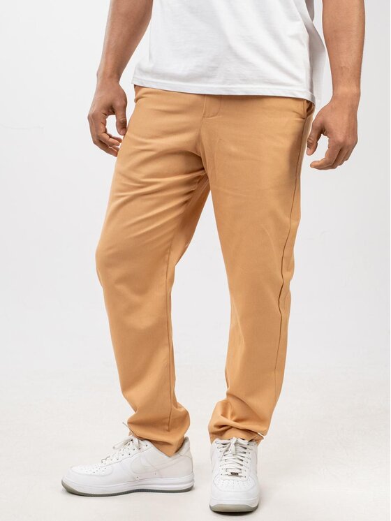 Spodnie materiałowe, rozmiar M, Brązowe, Spodnie Materiałowe Chino Męskie Jasne Brązowe Jigga Wear Chino XXL
