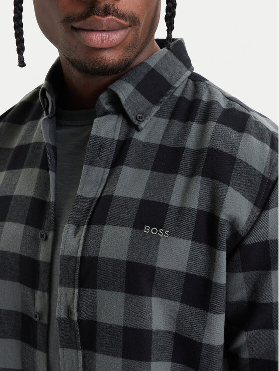 BOSS BOSS Košeľa Rickert _M 50569719 Tmavo zelená Regular Fit
