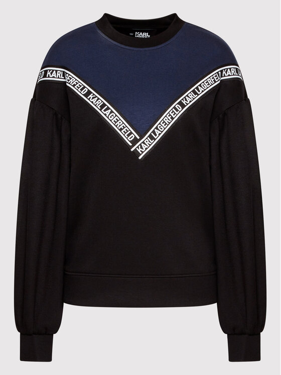 KARL LAGERFELD KARL LAGERFELD Bluza Dual-Tone Logo 220W1802 Czarny Relaxed Fit