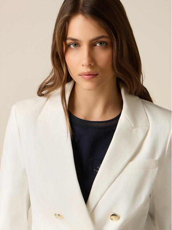 Oltre Oltre Marynarka R408R102450N011 Biały Slim Fit