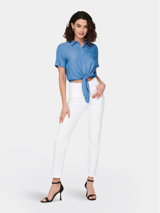 ONLY ONLY Jeansy Emily 15292435 Bílá Straight Fit