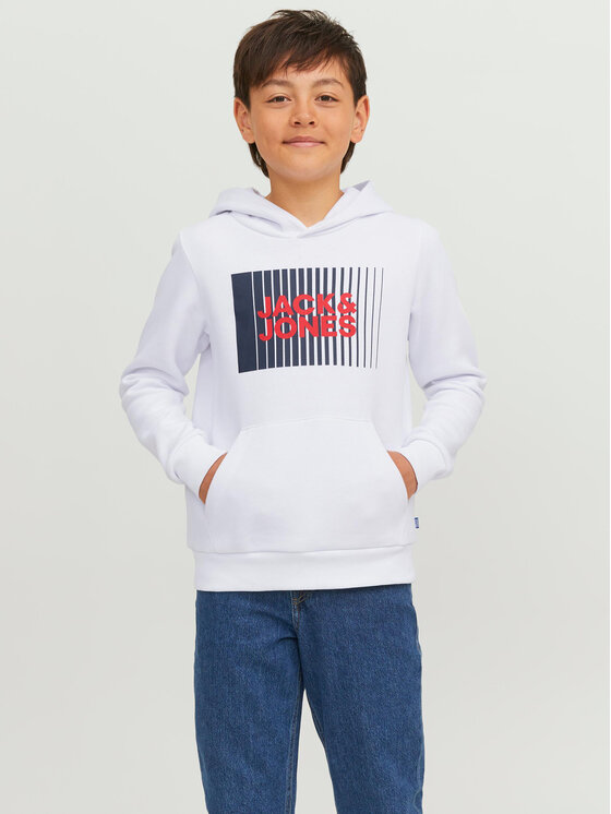 Jack&Jones Junior Džemperis ar kapuci 12237459 Balts Regular Fit