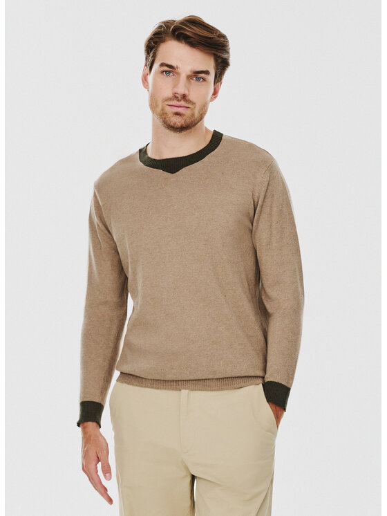 Pako Lorente Pako Lorente Sweter P24WF-2X-017 Beżowy Classic Fit