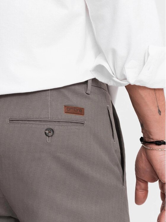 Ombre Ombre Kalhoty z materiálu OM-PACP-0184 Šedá Regular Fit